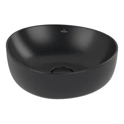 Villeroy & Boch Antao umyvadlo na desku 40x39,5 cm, bez přepadu, Ceramic Plus, Pure Black, 4A724