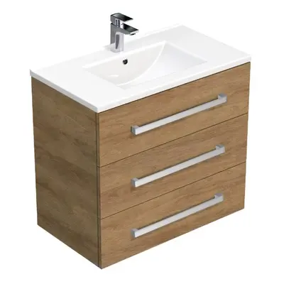 Koupelnová skříňka s umyvadlem SAT Cube Way 80x71x46 cm dub Hickory CUBE46803DHMOD