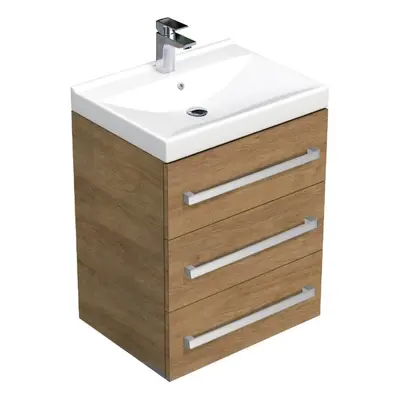 Koupelnová skříňka s umyvadlem SAT Cube Way 60x71x46 cm dub Hickory CUBE46603DHVER