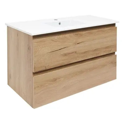 Koupelnová skříňka 2 zásuvková s krycí deskou SAT B-Way 99x50x45 cm dub mat BWAY2100OAKU4BI