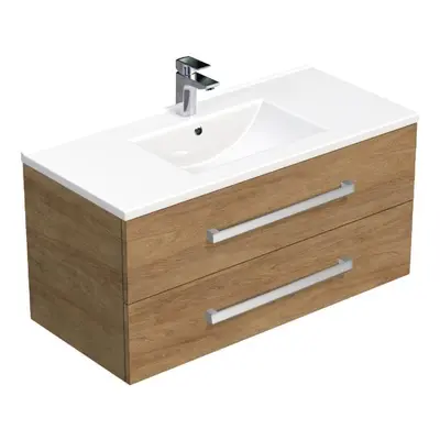 Koupelnová skříňka s umyvadlem SAT Cube Way 100x47,5x46 cm dub Hickory CUBE461002DHMOD