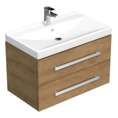 Koupelnová skříňka s umyvadlem SAT Cube Way 80x47,5x46 cm dub Hickory CUBE46802DHVER