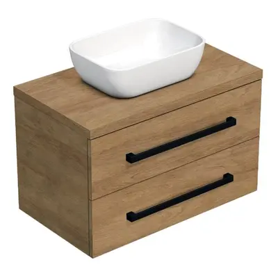 Koupelnová skříňka s černou úchytkou a krycí deskou SAT Cube Way 80x71x46 cm dub Hickory mat CUB