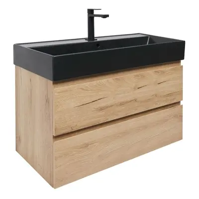 Koupelnová skříňka 2 zásuvková s umyvadlem SAT B-Way 99x50x45 cm dub mat BWAY2100OAKU2B2B