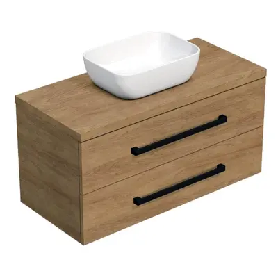 Koupelnová skříňka s černou úchytkou a krycí deskou SAT Cube Way 100x71x46 cm dub Hickory mat CU