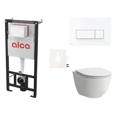 Cenově zvýhodněný závěsný WC set Alca do lehkých stěn / předstěnová montáž+ WC Laufen SIKOASL7