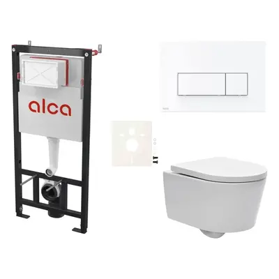 Cenově zvýhodněný závěsný WC set Alca do lehkých stěn / předstěnová montáž+ WC SAT Brevis SIKOAS