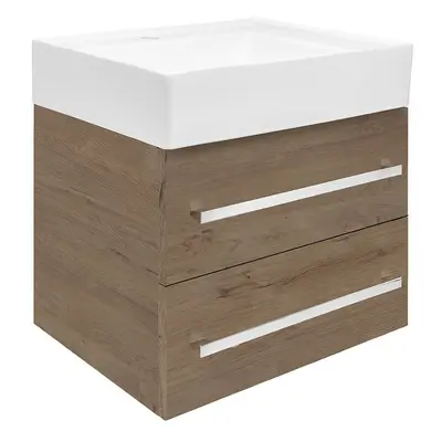 Koupelnová skříňka s umyvadlem SAT Cube Way 60x53x46 cm dub Wellington mat CUBE46602DWSATCW