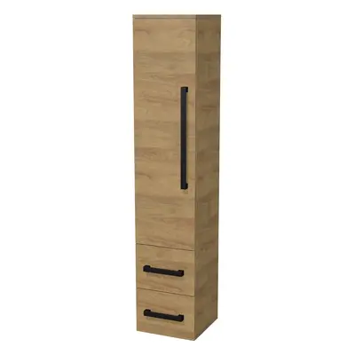 Koupelnová skříňka vysoká s černou úchytkou SAT Cube Way 35x163x33 cm dub Hickory mat CUBE3CV35D