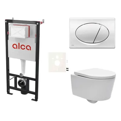 Cenově zvýhodněný závěsný WC set Alca do lehkých stěn / předstěnová montáž+ WC SAT Brevis SIKOAS