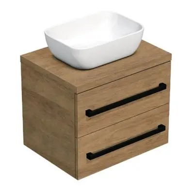 Koupelnová skříňka s černou úchytkou a krycí deskou SAT Cube Way 60x47,5x46 cm dub Hickory mat C