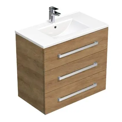 Koupelnová skříňka s umyvadlem SAT Cube Way 80x76,5x46 cm dub Hickory CUBE46803DHMOD