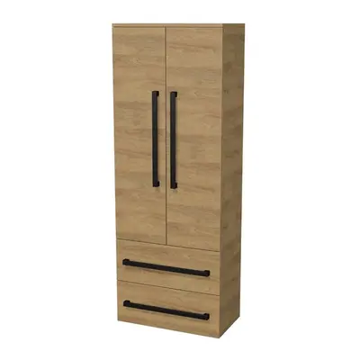 Koupelnová skříňka s černou úchytkou SAT Cube Way 60x163x33 cm dub Hickory mat CUBE3CV60DH