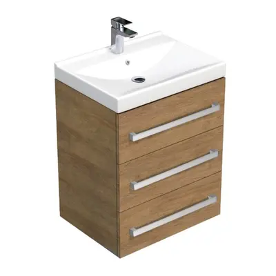 Koupelnová skříňka s umyvadlem SAT Cube Way 60x76,5x46 cm dub Hickory CUBE46603DHVER