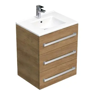 Koupelnová skříňka s umyvadlem SAT Cube Way 60x76,5x46 cm dub Hickory CUBE46603DHMOD