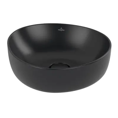 Villeroy & Boch Antao umyvadlo na desku 40x39,5 cm, bez přepadu, Ceramic Plus, Pure Black, 4A724