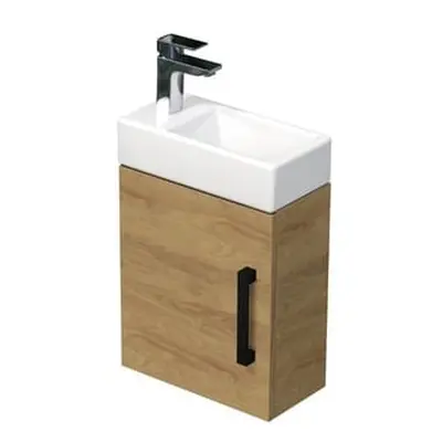 Koupelnová skříňka s umyvadlem SAT Cube Way 40x47,5x20 cm dub Hickory mat CUBE320401DCDH