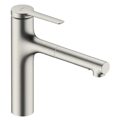 Dřezová baterie Hansgrohe Zesis M33 s vytahovací sprškou, 2 proudy nerez 74822800