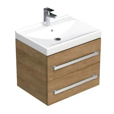 Koupelnová skříňka s umyvadlem SAT Cube Way 60x53x46 cm dub Hickory CUBE46602DHVER