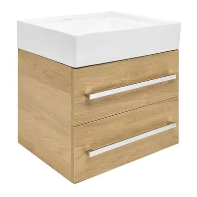 Koupelnová skříňka s umyvadlem SAT Cube Way 60x53x46 cm dub Hickory mat CUBE46602DHSATCW