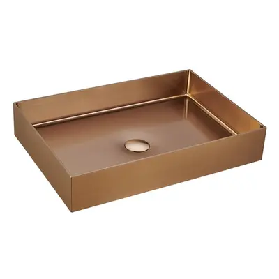 Umyvadlo na desku v barvě rose gold SAT Aurum 55x38 cm bez přepadu SATAUR5538BRG