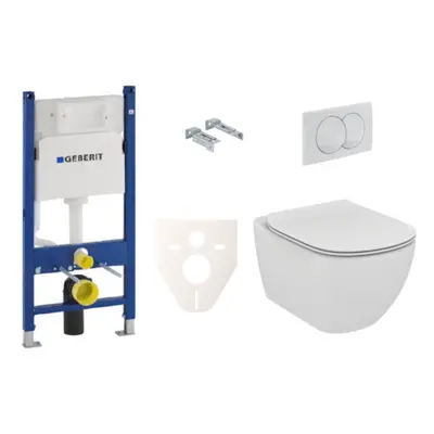 Závěsný set WC TESI Ideal Standard + modul Geberit Duofix s tlačítkem Delta 20 bílé SIKOGES5F0