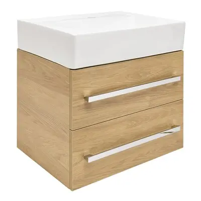 Koupelnová skříňka s umyvadlem SAT Cube Way 60x53x46 cm dub Hickory mat CUBE46602DHSATCWL