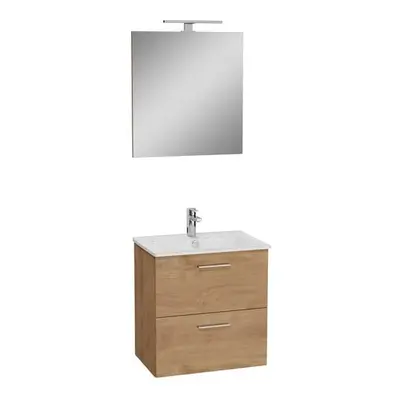 Koupelnová sestava s umyvadlem zrcadlem a osvětlením VitrA Mia 59x61x39,5 cm zlatý dub MIASET60D