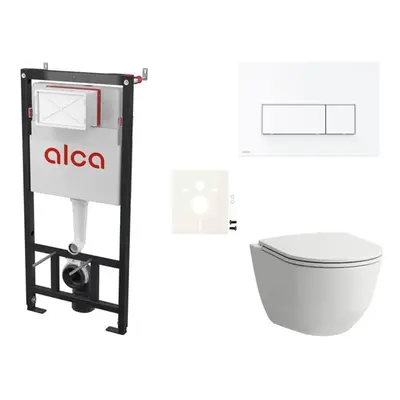 Cenově zvýhodněný závěsný WC set Alca do lehkých stěn / předstěnová montáž+ WC Laufen SIKOASL7