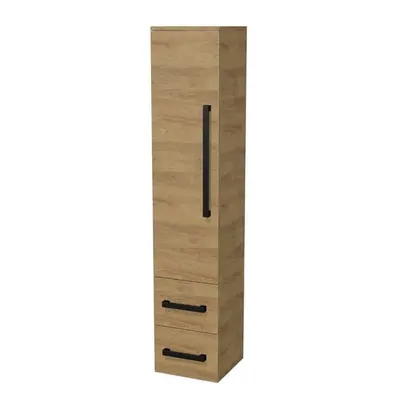 Koupelnová skříňka vysoká s černou úchytkou SAT Cube Way 35x163x33 cm dub Hickory mat CUBE3CV35D