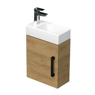 Koupelnová skříňka s umyvadlem SAT Cube Way 40x47,5x20 cm dub Hickory mat CUBE320401DCDH