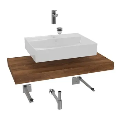 Koupelnová sestava Grohe s deskou pod umyvadlo Dolce 100x8x50 cm dub charleston KSETDO14