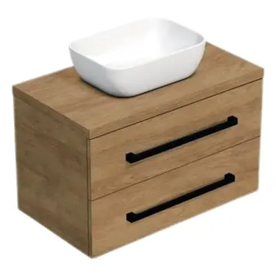 Koupelnová skříňka s černou úchytkou a krycí deskou SAT Cube Way 80x47,5x46 cm dub Hickory mat C