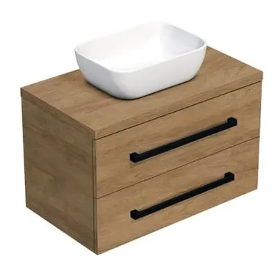 Koupelnová skříňka s černou úchytkou a krycí deskou SAT Cube Way 80x47,5x46 cm dub Hickory mat C