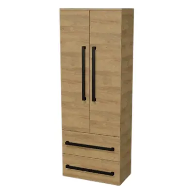 Koupelnová skříňka s černou úchytkou SAT Cube Way 60x163x33 cm dub Hickory mat CUBE3CV60DH