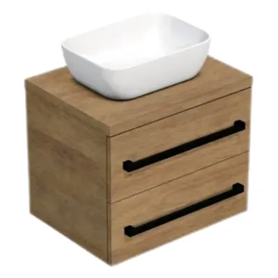 Koupelnová skříňka s černou úchytkou a krycí deskou SAT Cube Way 60x47,5x46 cm dub Hickory mat C