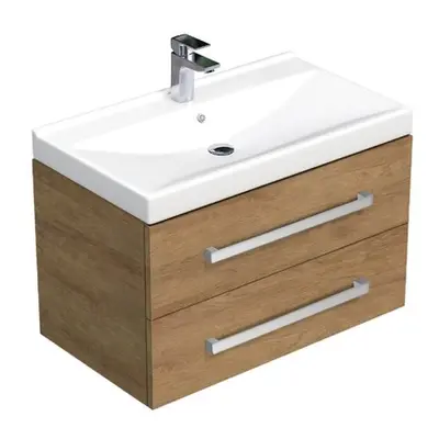 Koupelnová skříňka s umyvadlem SAT Cube Way 80x53x46 cm dub Hickory CUBE46802DHVER