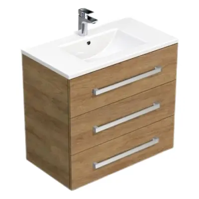 Koupelnová skříňka s umyvadlem SAT Cube Way 80x76,5x46 cm dub Hickory CUBE46803DHMOD