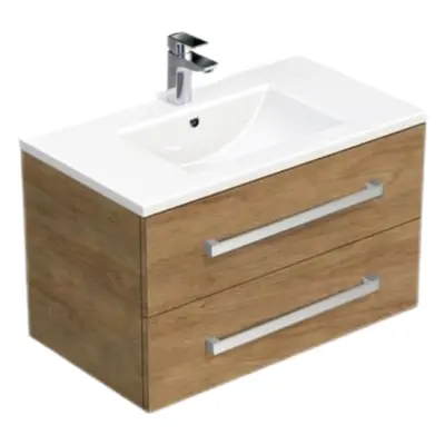 Koupelnová skříňka s umyvadlem SAT Cube Way 80x53x46 cm dub Hickory CUBE46802DHMOD