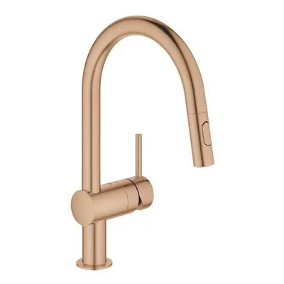 Dřezová baterie GROHE Minta s vytahovací sprškou, 2 proudy kartáčovaný Warm Sunset 32321DL2