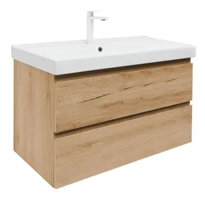 Koupelnová skříňka 2 zásuvková s umyvadlem SAT B-Way 99x50x45 cm dub mat BWAY2100OAKU1BBI