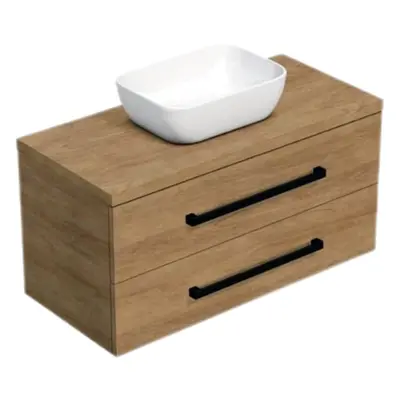 Koupelnová skříňka s černou úchytkou a krycí deskou SAT Cube Way 100x47,5x46 cm dub Hickory mat 