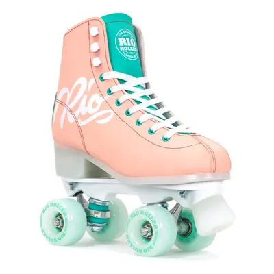 Rio Roller Script Children's Quad Skates - Peach / Green - UK:5J EU:38 US:M6L7