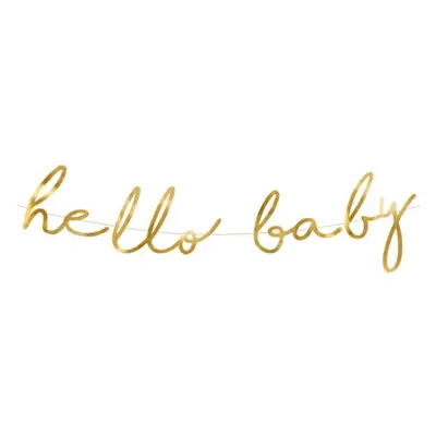 PartyDeco Banner Hello Baby zlatý 18 x 70 cm