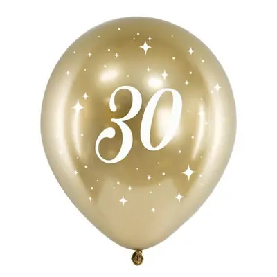 PartyDeco Glossy balon zlatý k 30.narozeninám 30cm