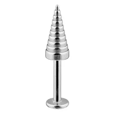 Labret z chirurgické oceli - vroubkovaný kužel stříbrné barvy, tloušťka 1,6 mm