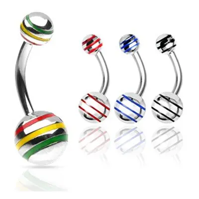 Piercing do pupíku s maličkým a větším zirkonem - Rozměr: 10 mm x 4x6 mm, Barva zirkonu: Tmavě z