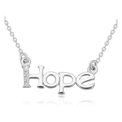 Náhrdelník ze stříbra 925 - blýskavý řetízek, nápis "Hope" s diamantovou linií