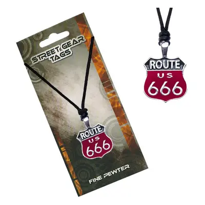 Černočervený náhrdelník na šňůrce, značka Route 666