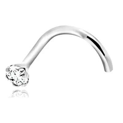 Diamantový piercing do nosu, bílé 14K zlato - blýskavý čirý briliant, 1,5 mm